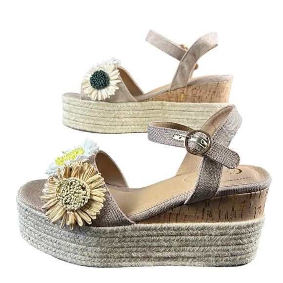 C Comfort Est. 1946 Wedges Size 8 M Straw Flower Platform Espadrille Sandals - Picture 8 of 11
